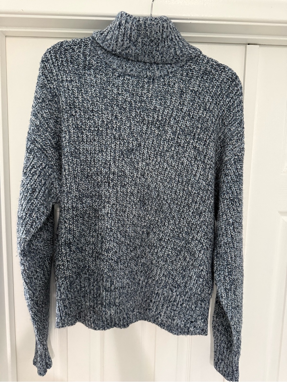 Marled Blue Turtleneck Knit Pullover Sweater